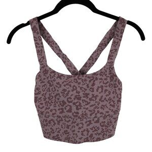 Athleta Elation Cross Back‎ Leopard Print Sports Bra Size S
